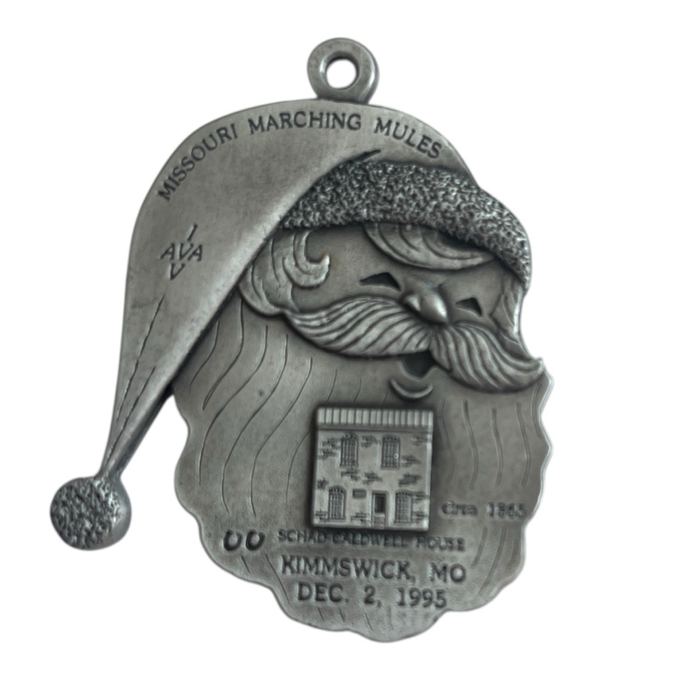 Vintage 1995 Missouri Marching Mules Santa Medallion Ornament IVV AVA Holiday